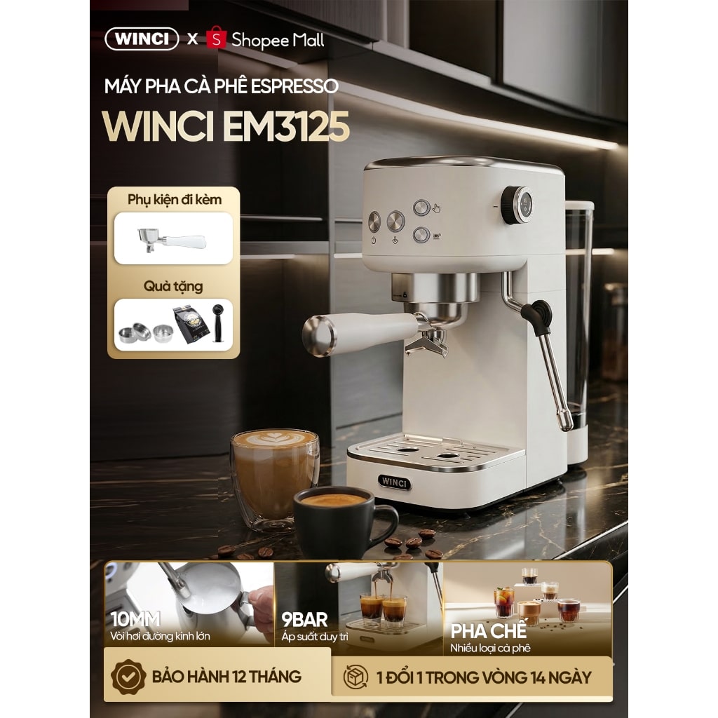 Máy pha cà phê tự động Winci EM3125 Espresso tích hợp đánh sữa