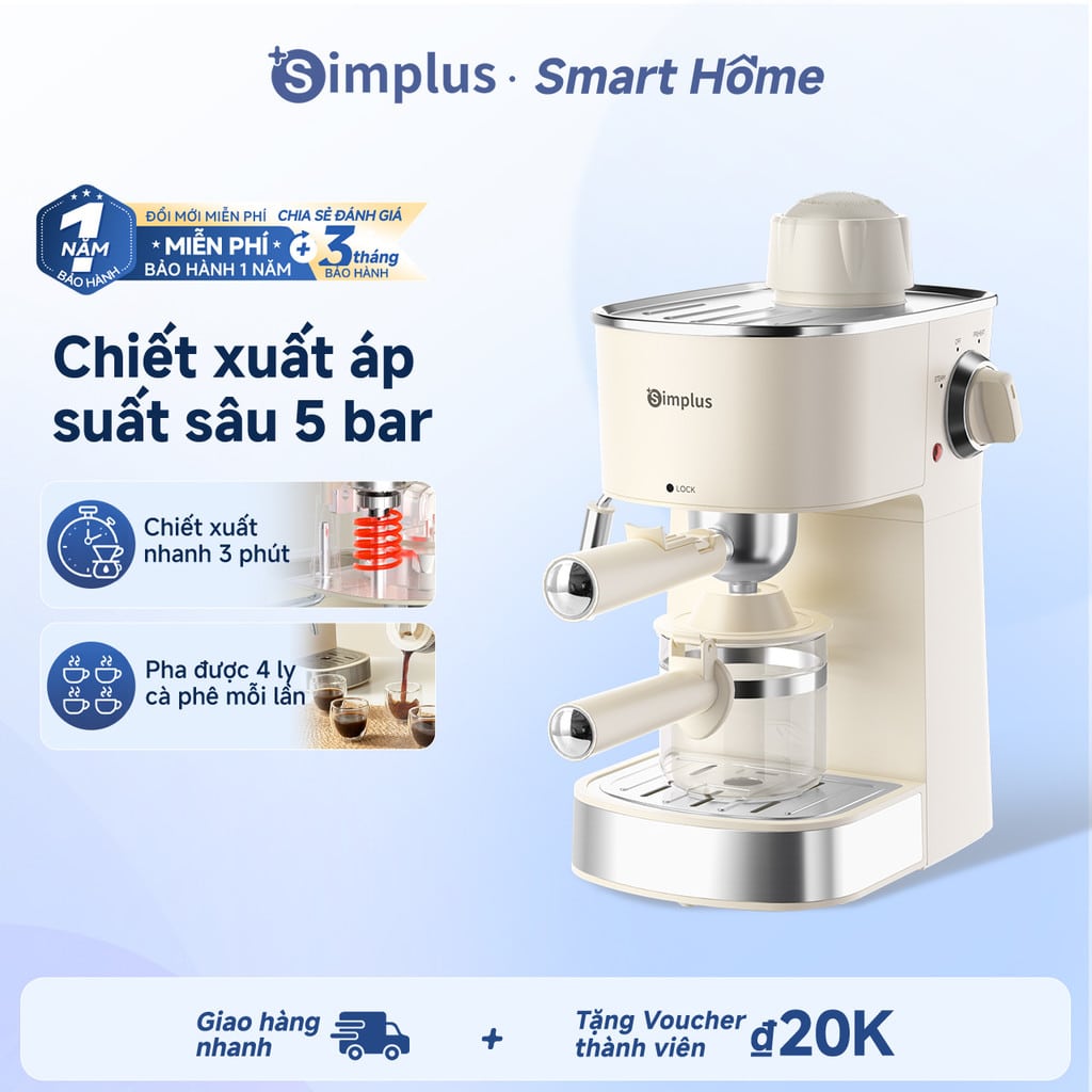 Máy pha cà phê Ý Simplus bán tự động 20 Bar mini gia đình