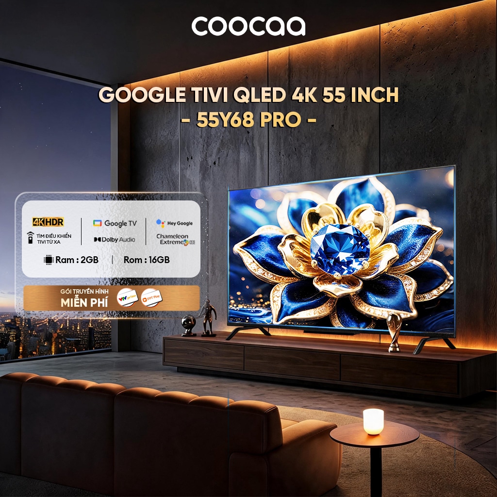 Google Tivi Coocaa QLED 4K 55 inch 55Y68 Pro