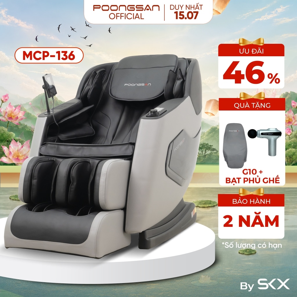 Ghế Massage Toàn Thân Poongsan MCP-136 4D Điều Khiển Giọng Nói AI