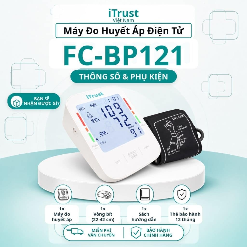 Máy đo huyết áp bắp tay iTrust BP121 màn hình LED lớn bảo hành 3 năm