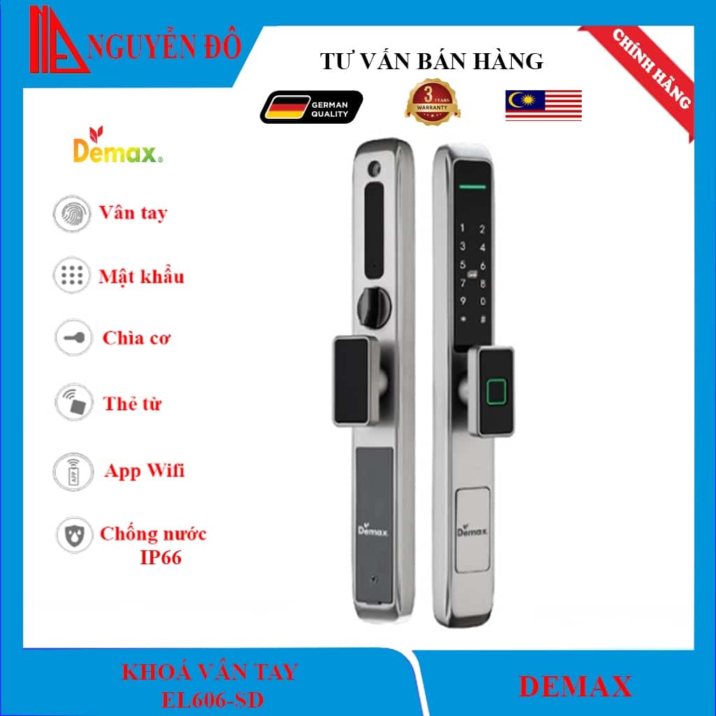 Khóa Cửa Vân Tay Cửa Nhôm Demax EL606-SD