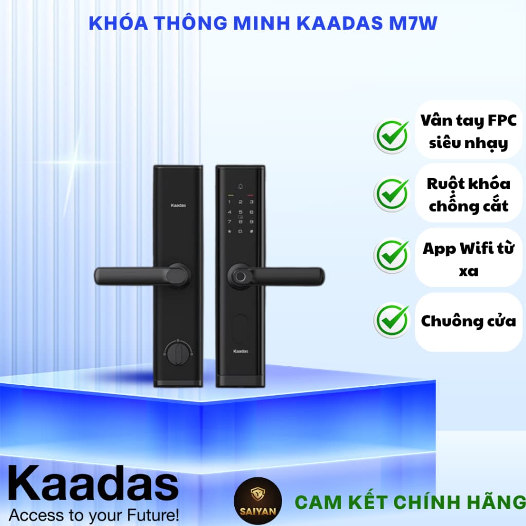 Khóa Cửa Vân Tay Kaadas M7-W App WiFi