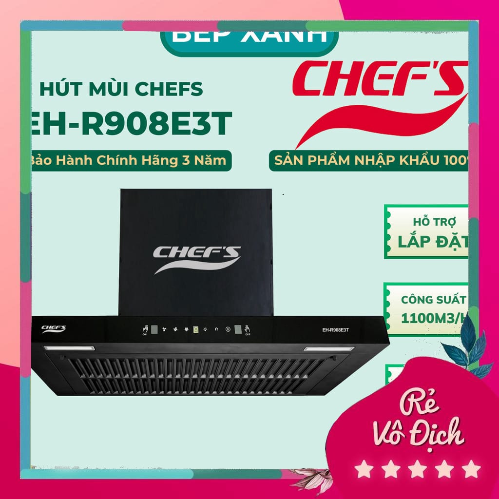 Máy hút mùi Chefs EH-R908E3T công suất 1100m³/h