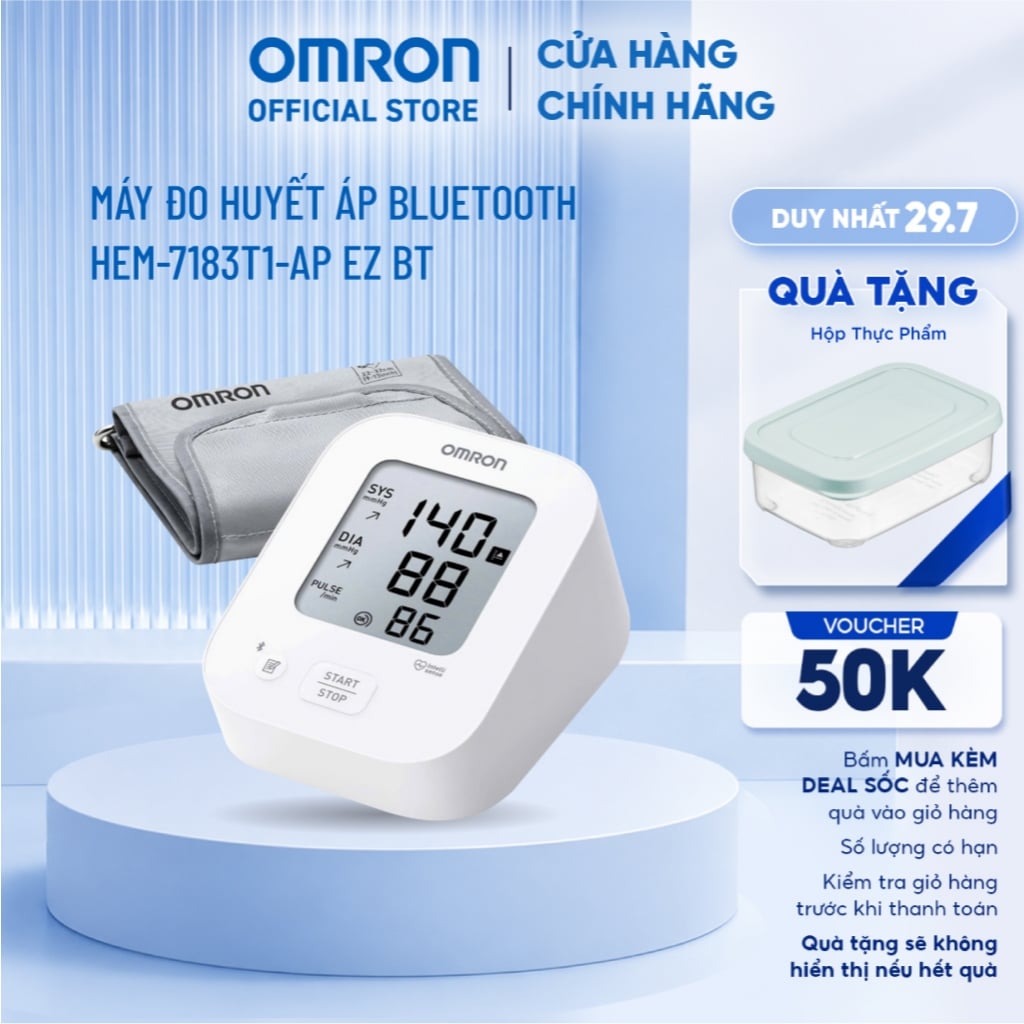Máy đo huyết áp bắp tay Omron HEM-7183T1-AP Bluetooth tự động