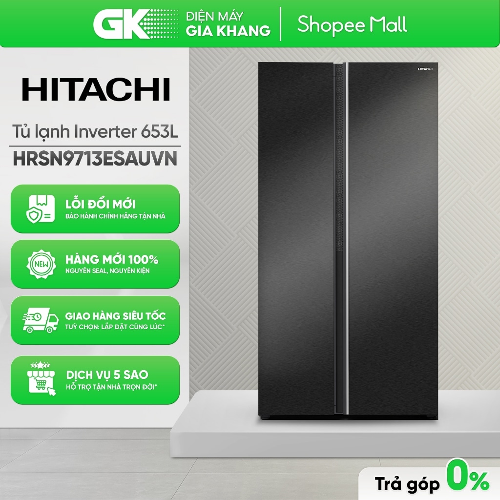 Tủ lạnh Side by Side Hitachi Skyline Inverter 653L R-FW650PGV8 làm đá tự động