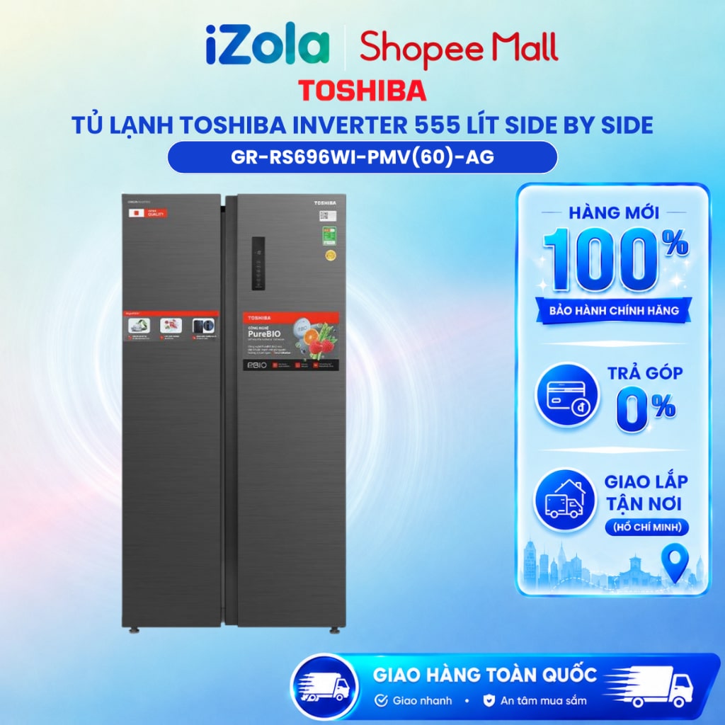 Tủ lạnh Side by Side Toshiba Inverter 555L GR-RS696WI-PMV chính hãng