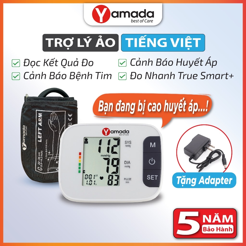 Máy đo huyết áp điện tử Yamada 1358 trợ lý ảo giọng nói tiếng Việt