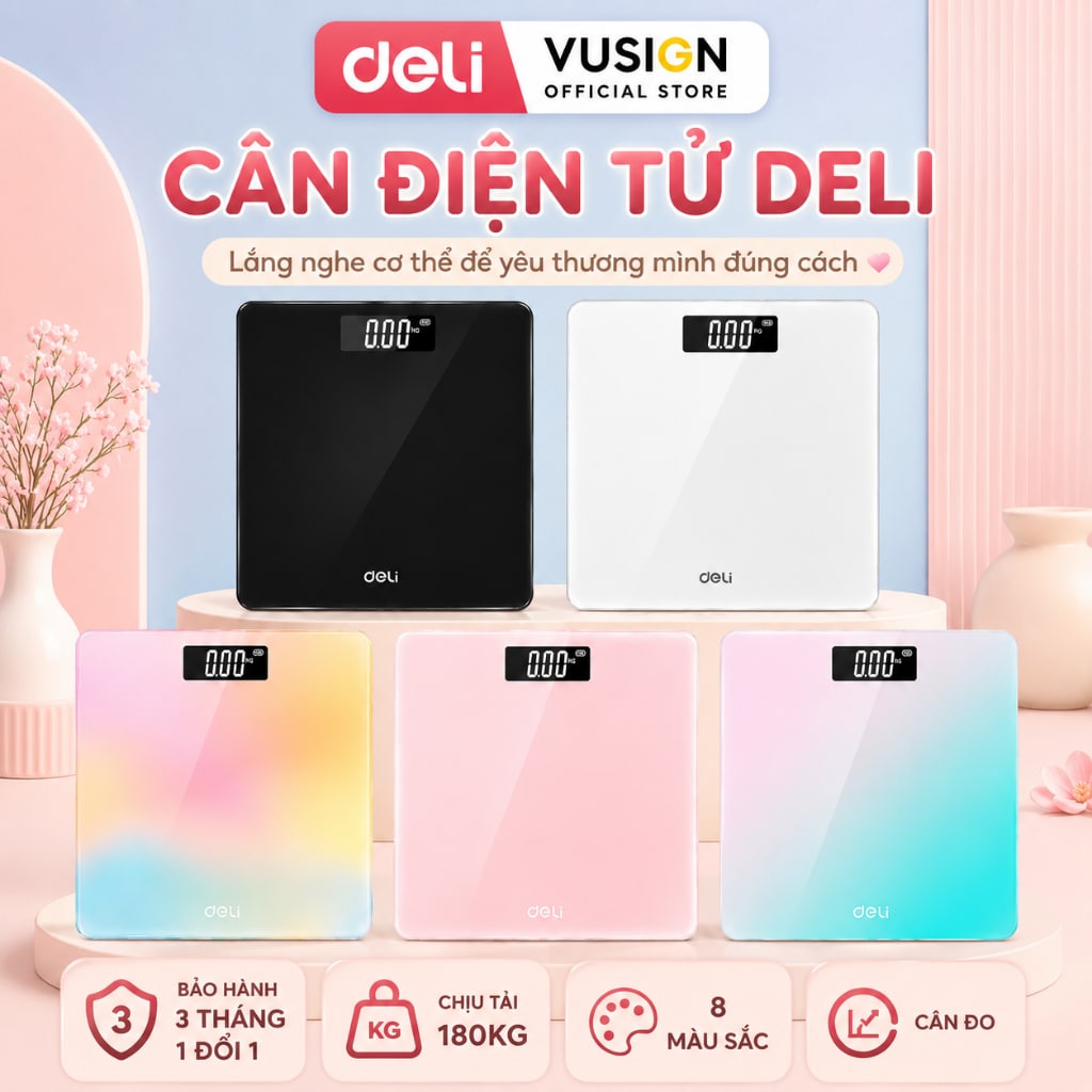 Deli 180KG LCD - cân sức khỏe điện tử