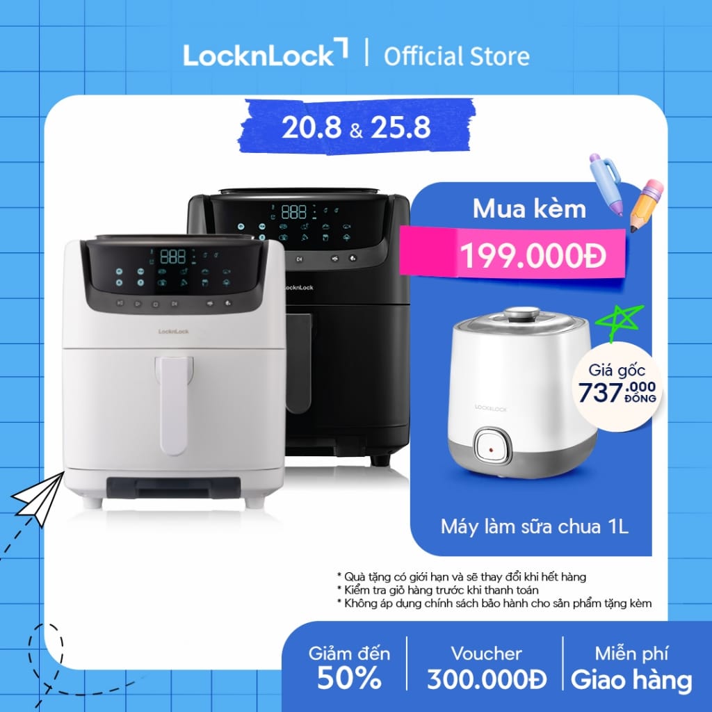 Nồi chiên không dầu Lock&Lock Steam Air Fryer 7L EJF881