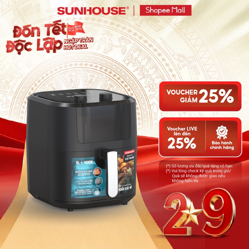 Nồi chiên không dầu Sunhouse 9L SHD4037