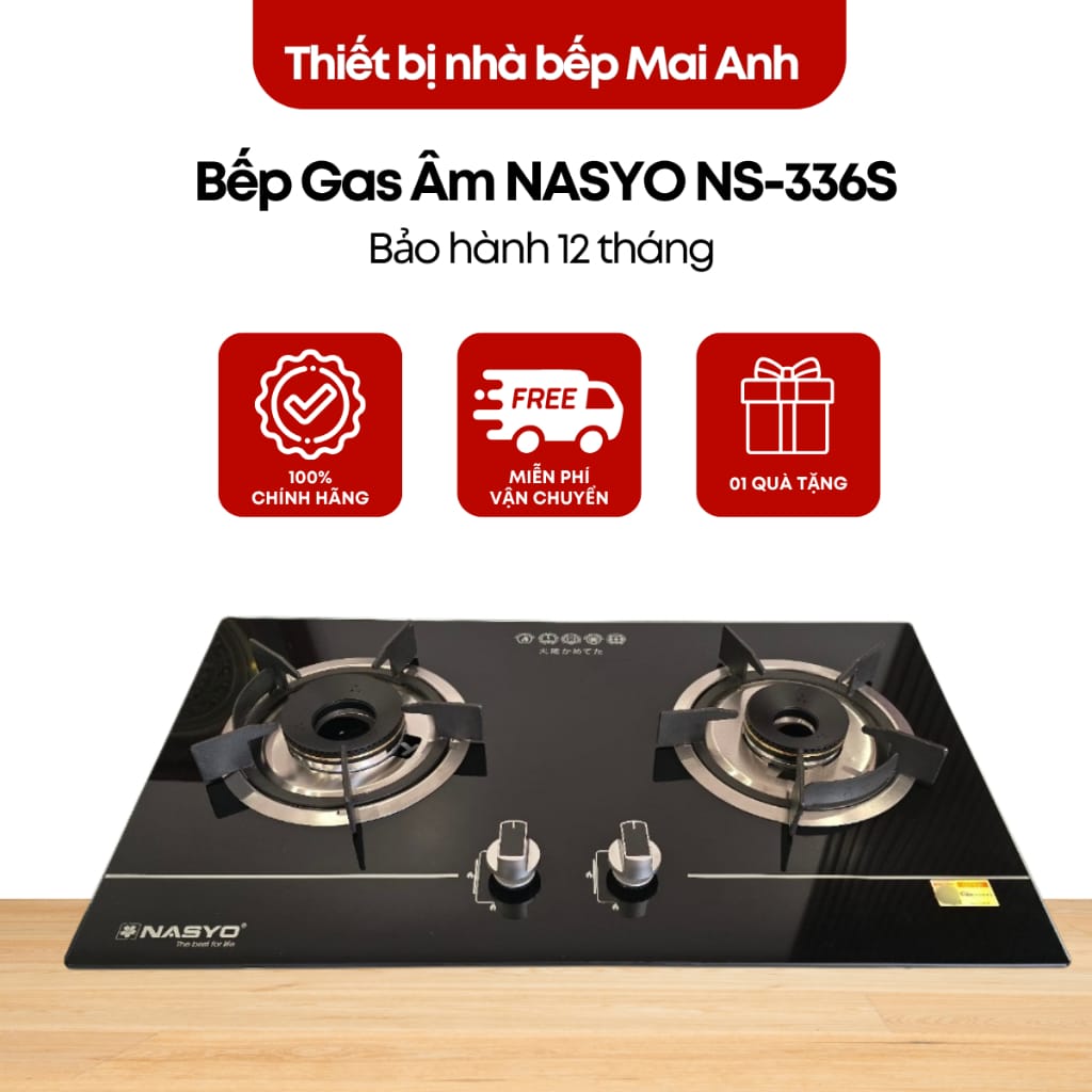 Bếp gas âm cơ NASYO NS-336S mặt kính cường lực 7mm tiết kiệm gas