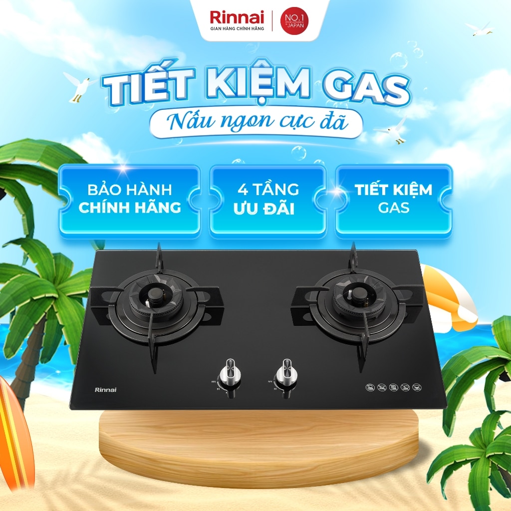 Bếp gas âm Rinnai RVB-732G(B) mặt kính cường lực