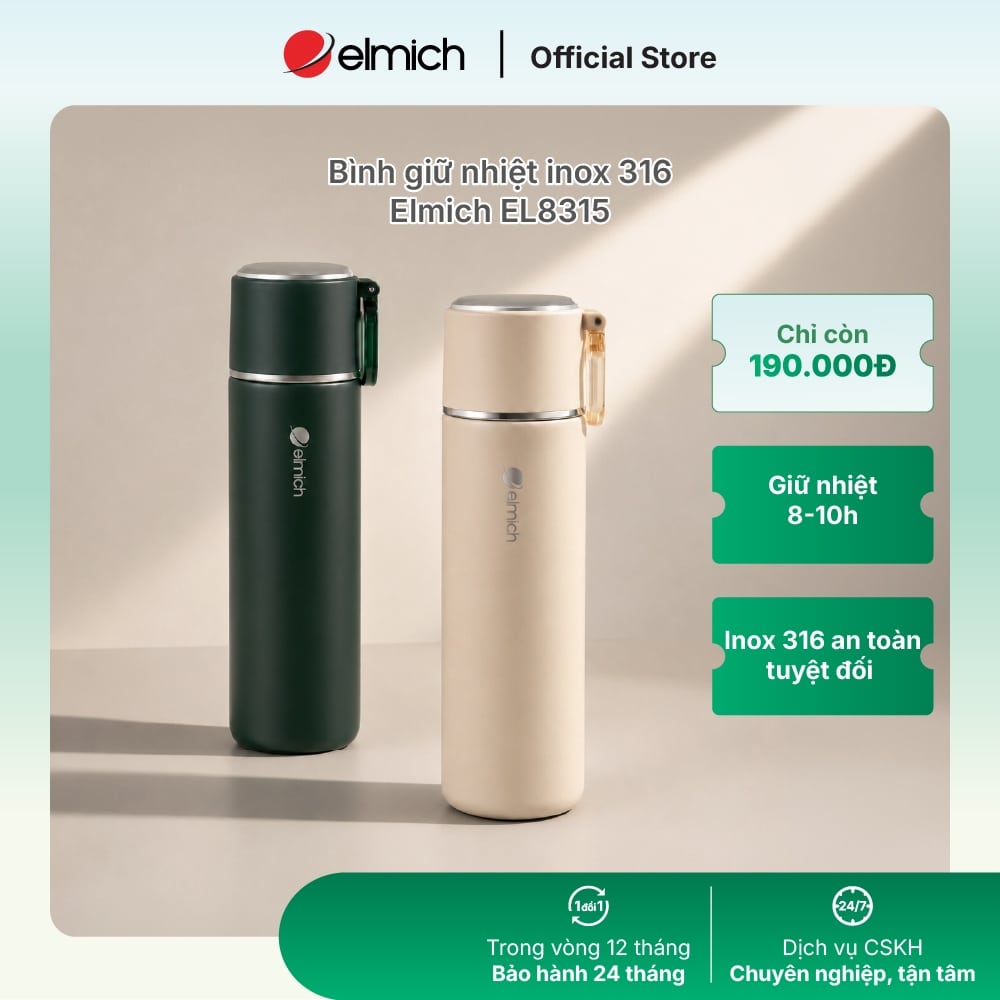 Bình giữ nhiệt Elmich inox 316 độc quyền Shopee giữ nóng lạnh 24h