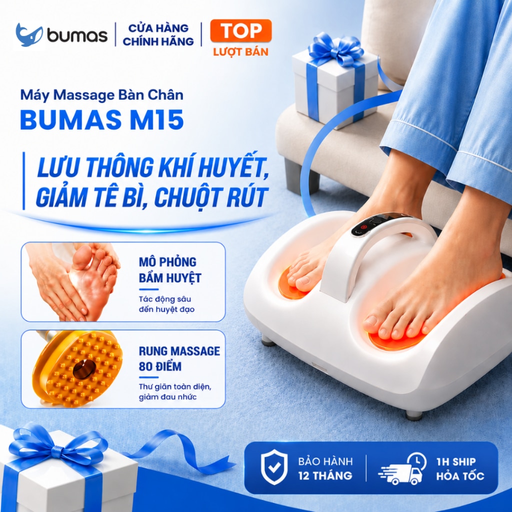 Máy massage bàn chân BUMAS M15 rung bấm huyệt giảm đau gót chân gan bàn chân