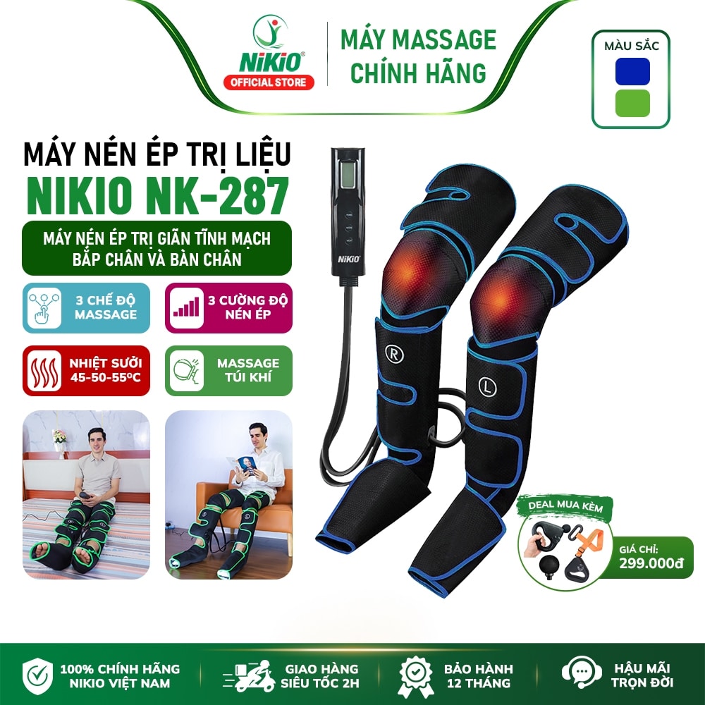Máy massage chân nén ép Nikio NK-287 suy giãn tĩnh mạch có nhiệt sưởi