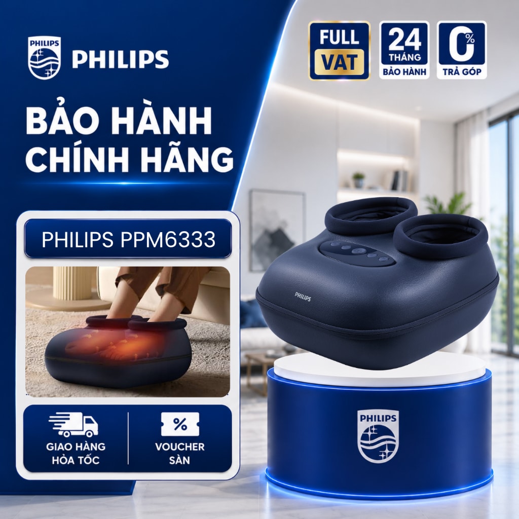 Máy massage chân Philips PPM6333 chườm ấm bấm huyệt bàn chân
