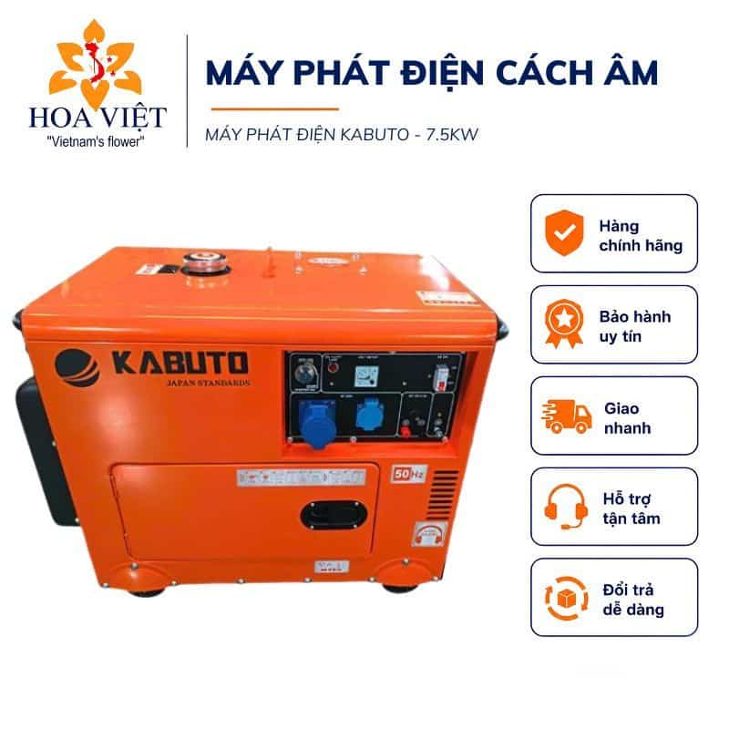 Máy phát điện cách âm chống ồn Kabuto 5,5 KW chạy dầu diesel tiết kiệm nhiên liệu
