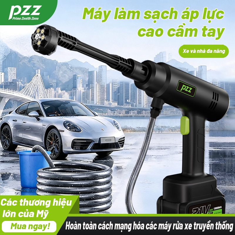 Máy rửa xe không dây chạy pin PZZ áp lực cao