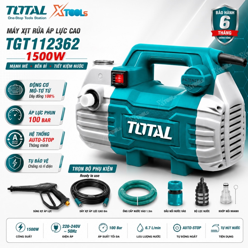 Máy rửa xe cao áp Total TGT11236 1500W