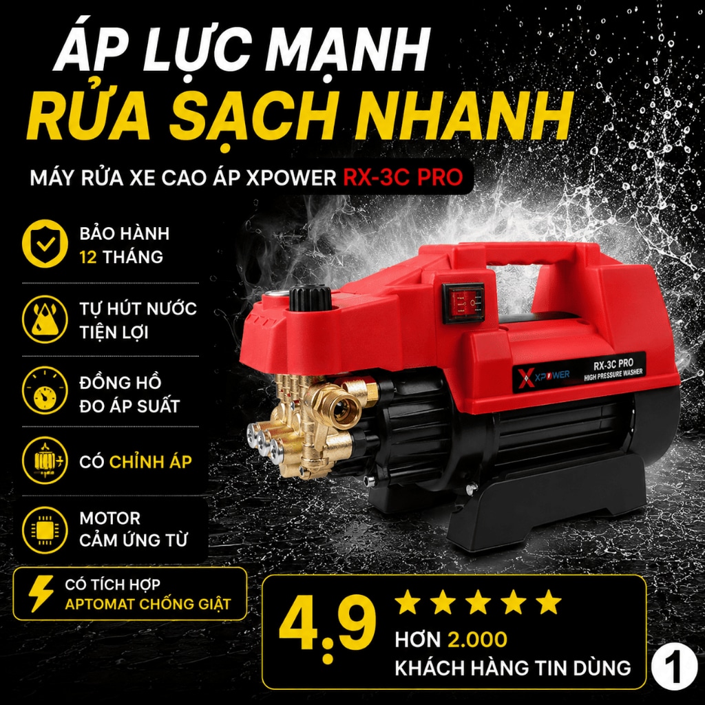 Máy rửa xe cao áp Xpower RX-3D Pro 170 Bar