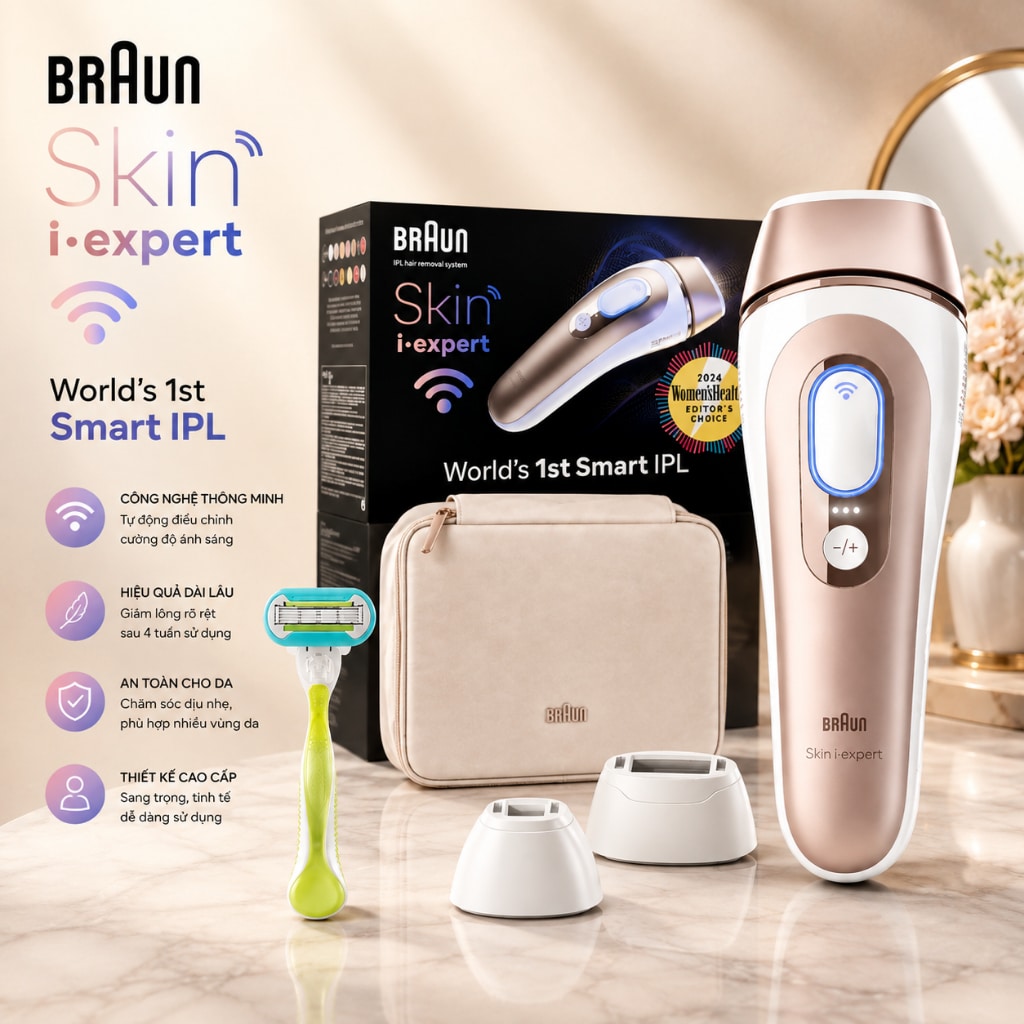 Máy triệt lông BRAUN IPL7243 Skin i-Expert cảm biến thông minh toàn thân