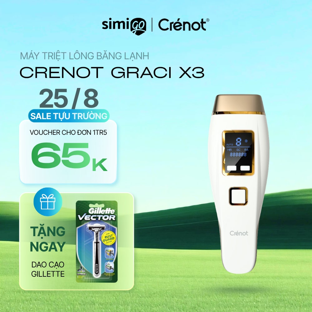 Máy triệt lông lạnh mini Crenot Graci X3 IPL cầm tay cho vùng nhạy cảm
