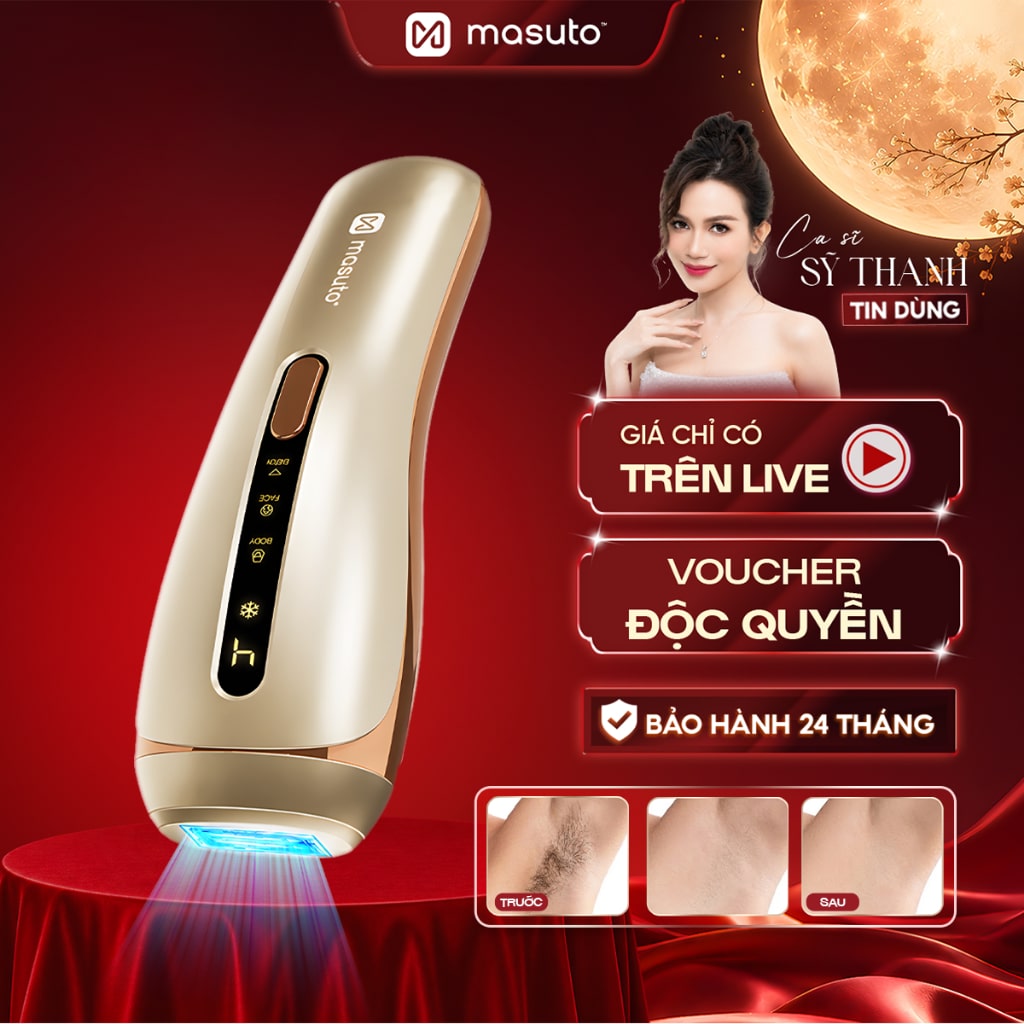 Máy triệt lông Masuto IPL SkinSense AI nhận diện màu da 15 chế độ