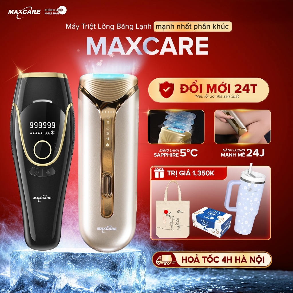Máy triệt lông mini MAXCARE IPL 24J triệt lạnh trẻ hóa da tại nhà