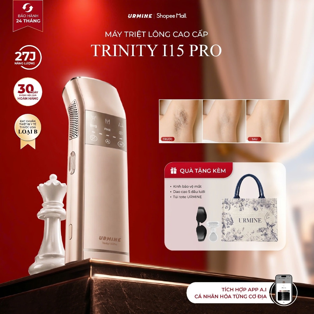 Máy triệt lông URMINE IPL ánh sáng kép làm lạnh Sapphire kết nối app