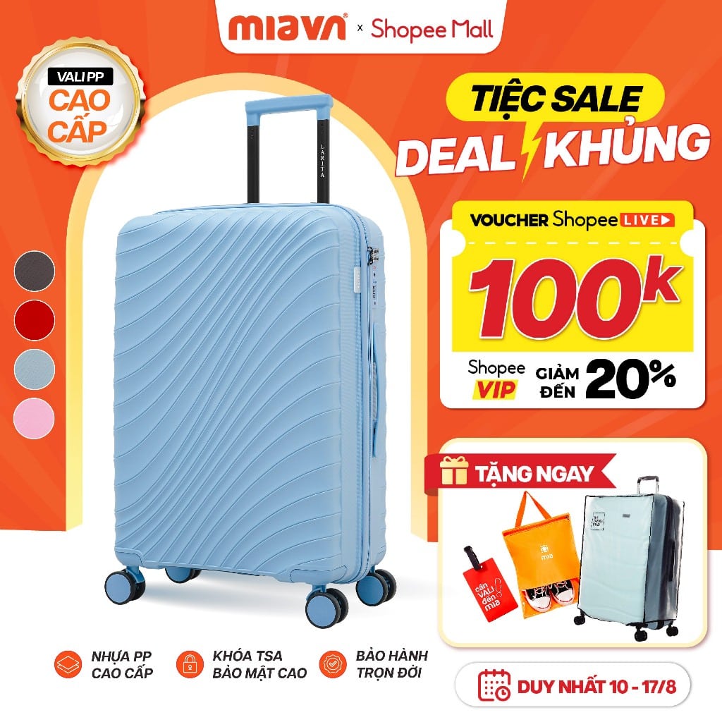 Vali kéo MIAvn Larita SARON nhựa PP khoá TSA chống rạch
