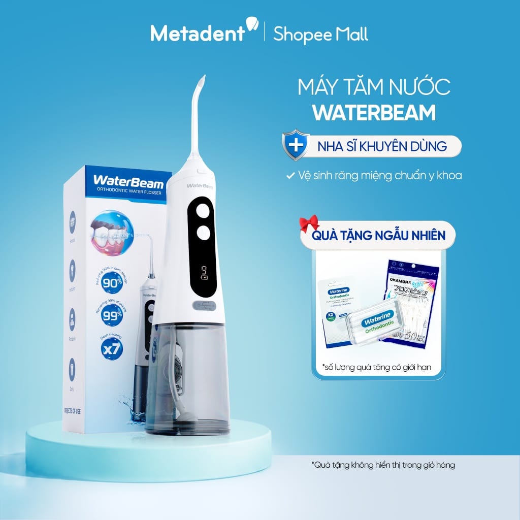 Máy tăm nước WaterBeam cầm tay chuyên cho người niềng răng và chỉnh nha, thiết kế nhỏ gọn