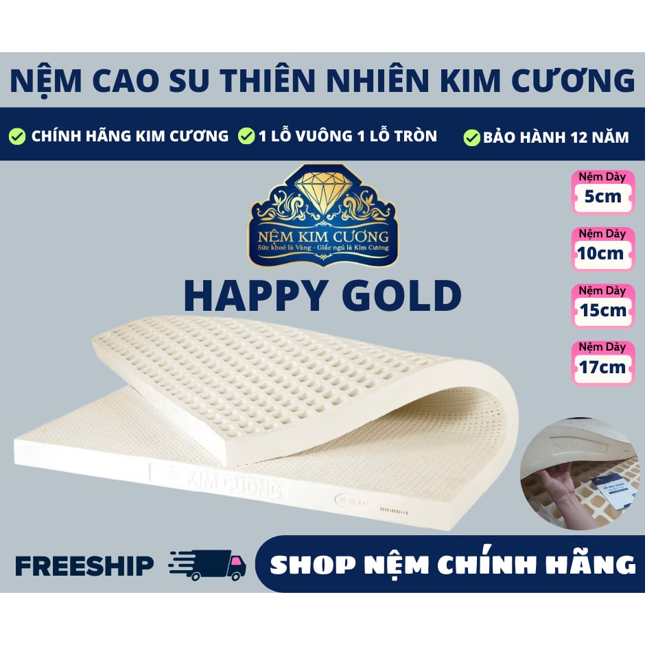 Nệm Cao Su Thiên Nhiên Kim Cương Happy Gold