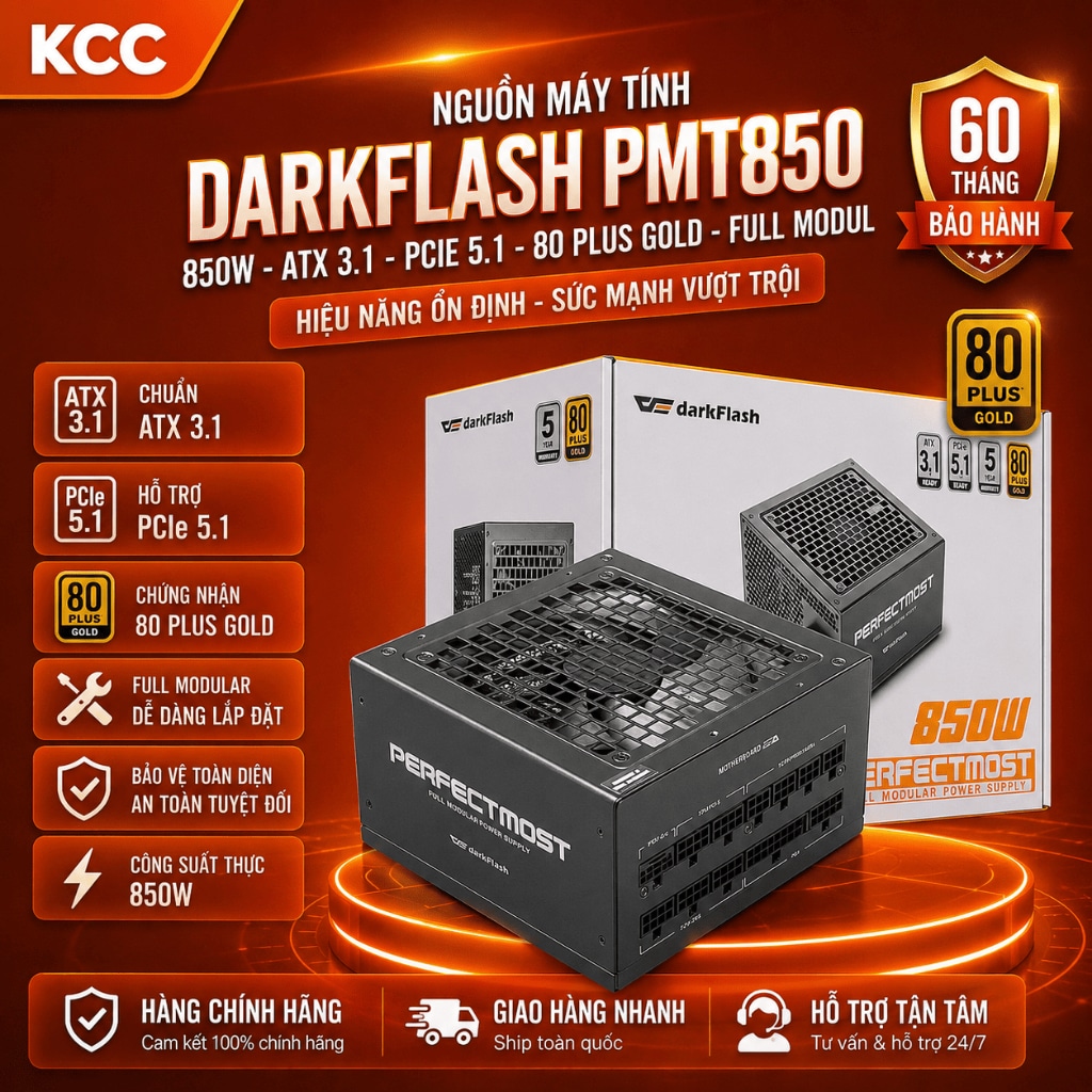 Nguồn máy tính Darkflash PMT850 850W 80+ Gold