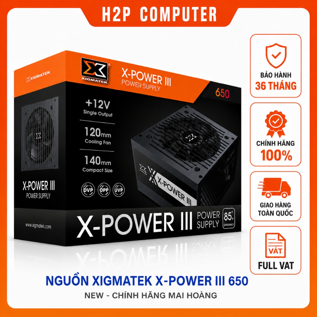 Nguồn máy tính Xigmatek X-Power III 650 650W Value (đủ công suất thực)