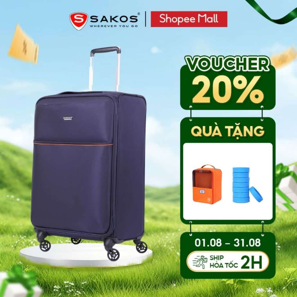 Vali kéo vải du lịch SAKOS ELITE 6 Size M 24 inch khoá TSA
