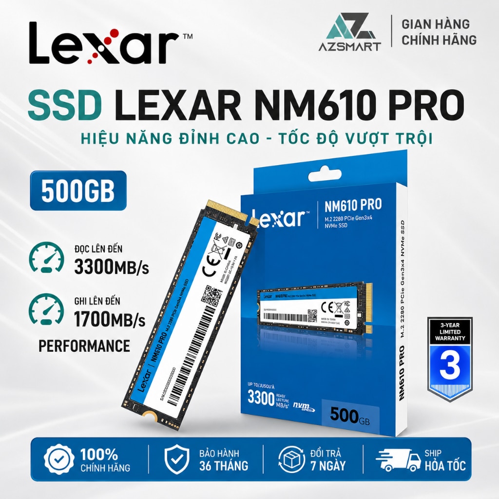 Ổ cứng SSD Lexar NM610 Pro 500GB M.2 NVMe PCIe Gen3