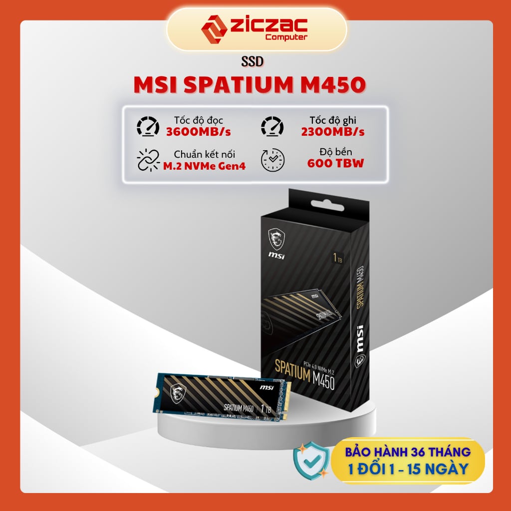 Ổ cứng SSD MSI Spatium M450 1TB M.2 NVMe PCIe Gen4