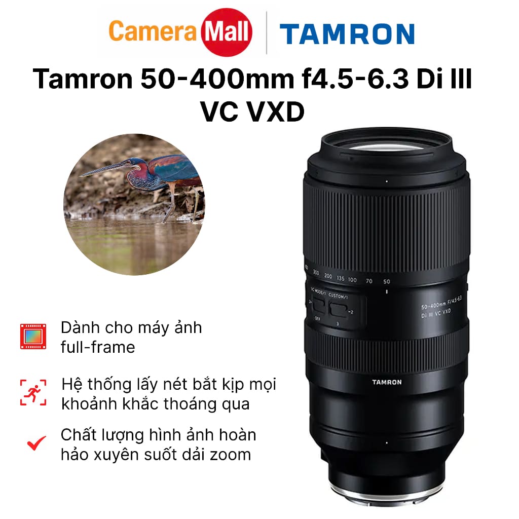 Ống kính Tamron 50-400mm f/4.5-6.3 Di III VC VXD Chính Hãng