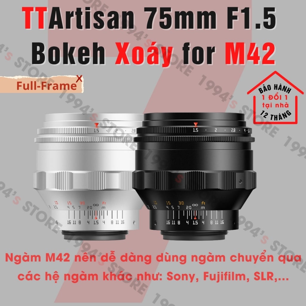 Ống kính TTArtisan 75mm F1.5 Swirly Bokeh Full-Frame ngàm M42