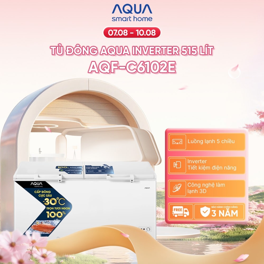 Tủ đông Aqua Inverter AQF-C6102E 515 lít 2 cánh mở
