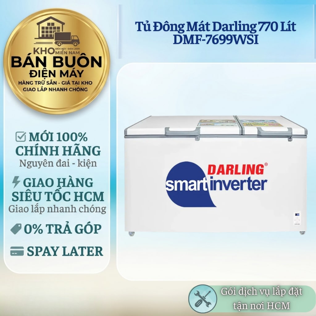 Tủ đông mát Darling DMF-7699WSI 770 lít Smart Inverter dàn lạnh ống đồng