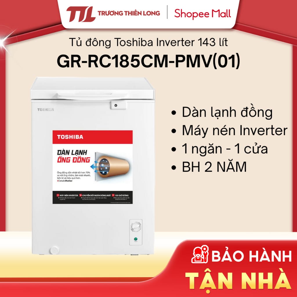 Tủ đông Toshiba Inverter GR-RC185CM-PMV 143 lít tiết kiệm điện