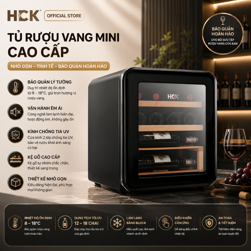 Tủ bảo quản rượu vang HCK 48L 17 chai
