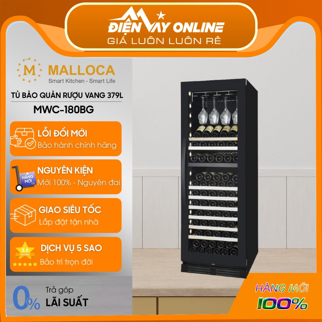 Tủ bảo quản rượu vang Malloca MWC-180BG 154 chai