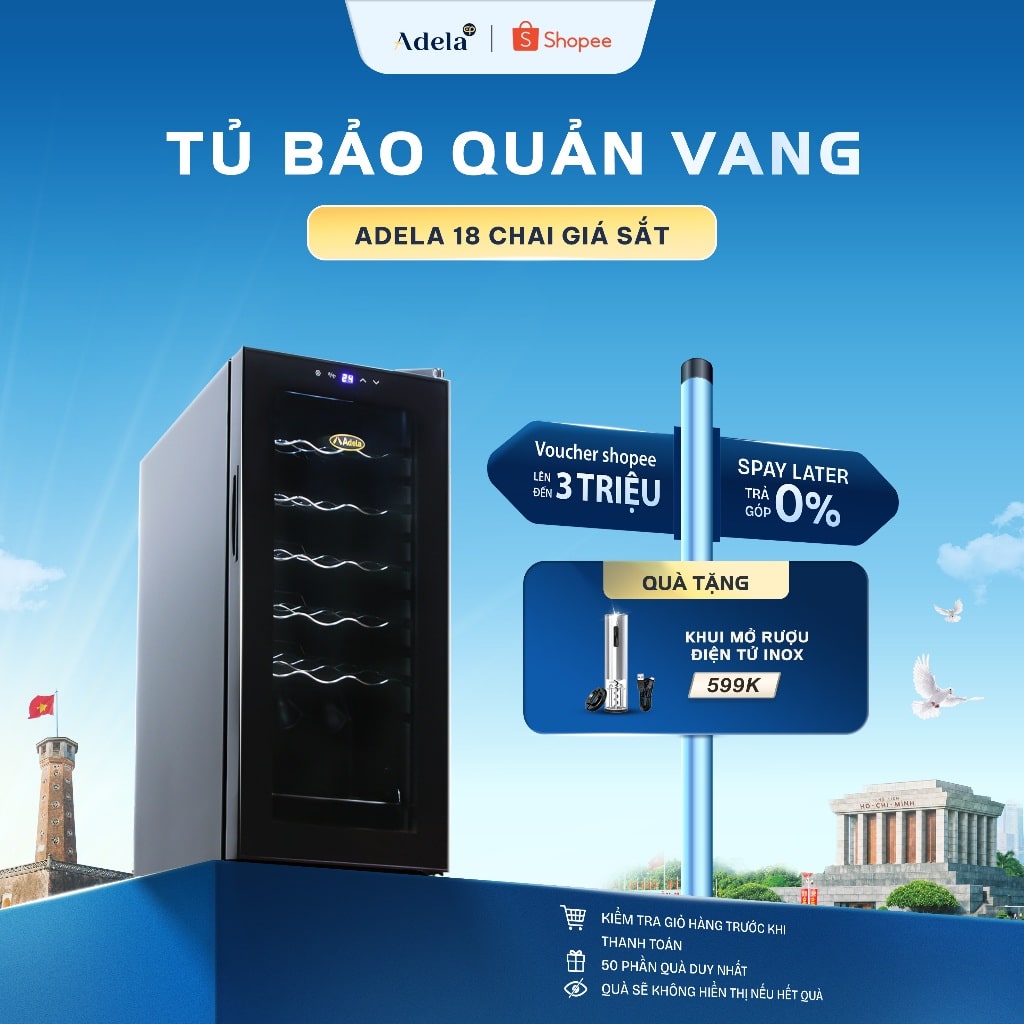 Tủ bảo quản rượu vang mini Adela BCW-35A-M 12 chai