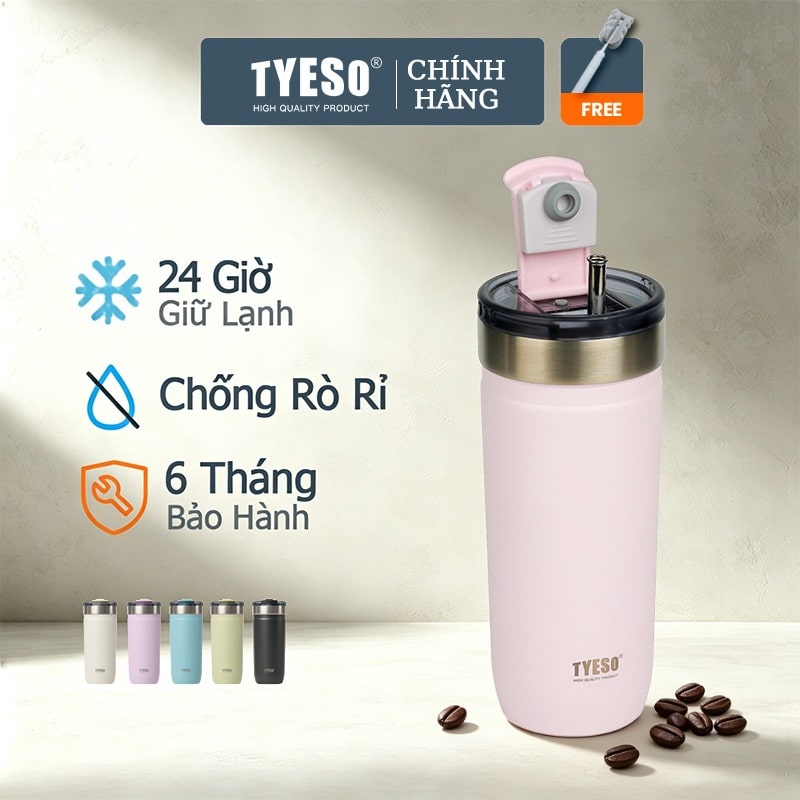 Bình giữ nhiệt TYESO 2 nắp inox 304 thể thao dung tích lớn giữ lạnh 24h