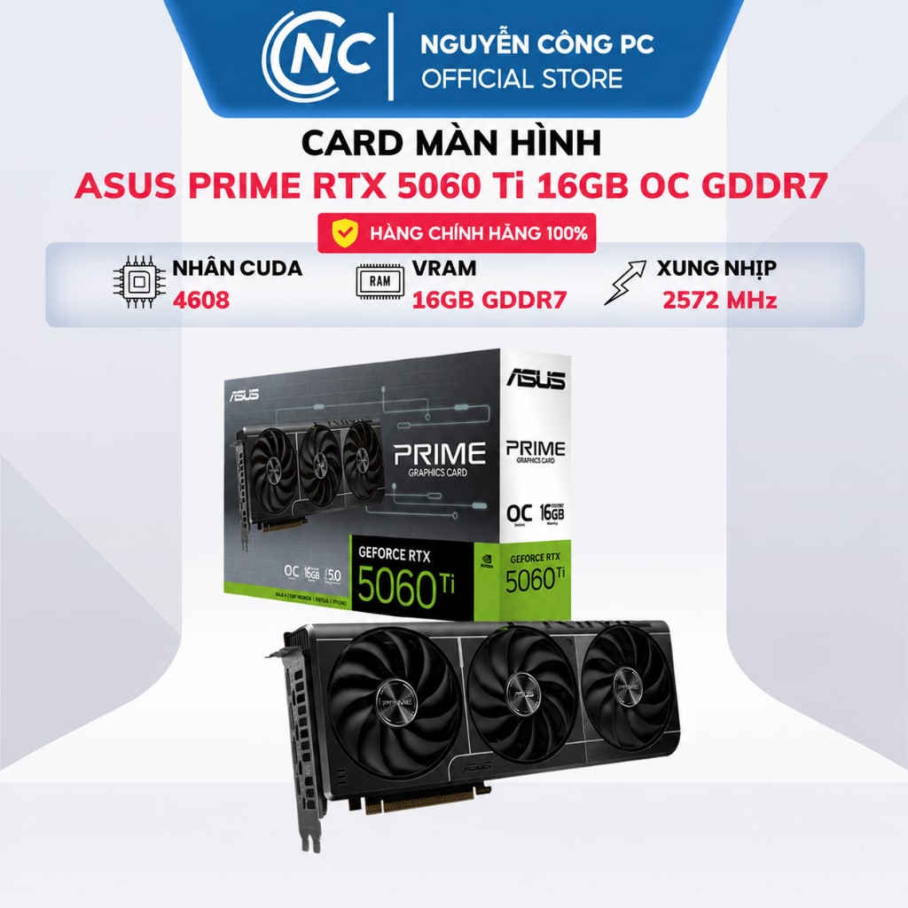 Card màn hình ASUS PRIME GeForce RTX 5060 Ti 16GB GDDR7 bảo hành 36 tháng