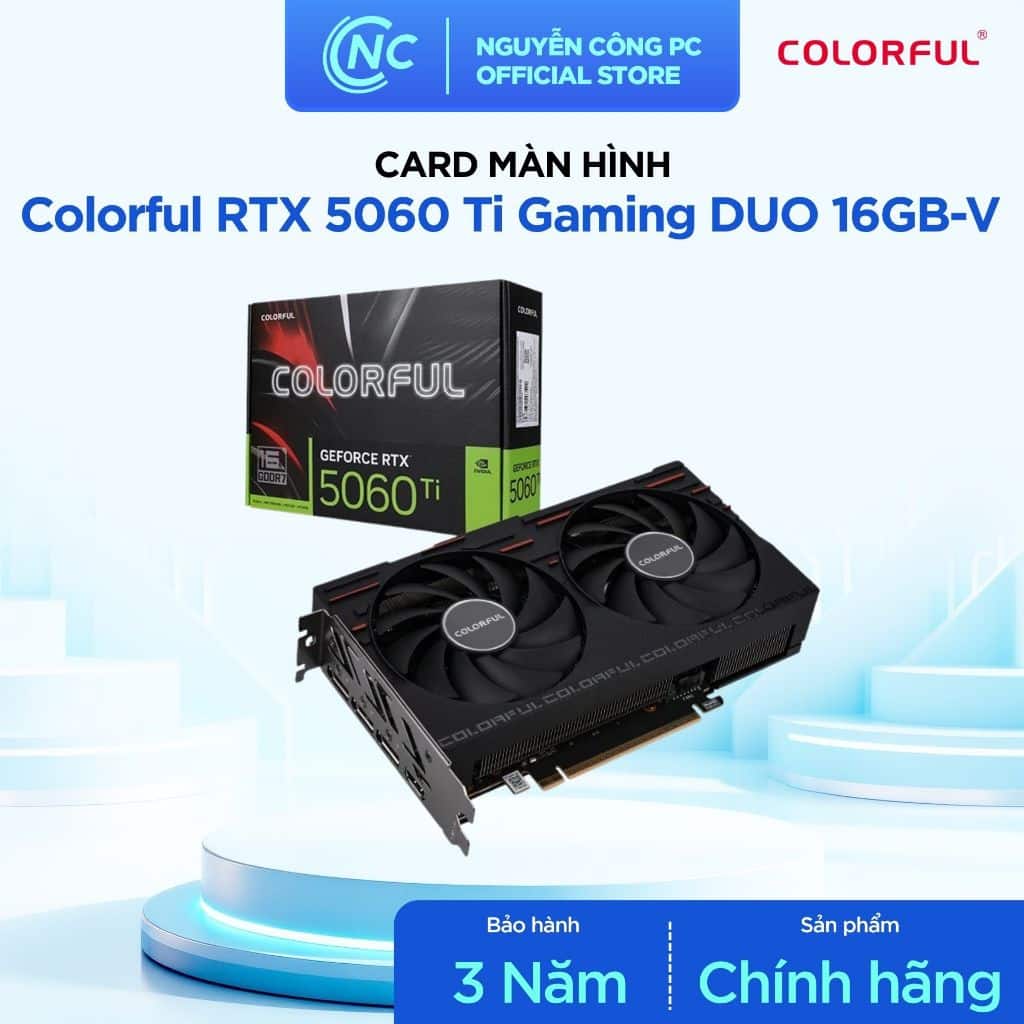 Card màn hình Colorful GeForce RTX 5060 Ti Gaming DUO 16GB GDDR7