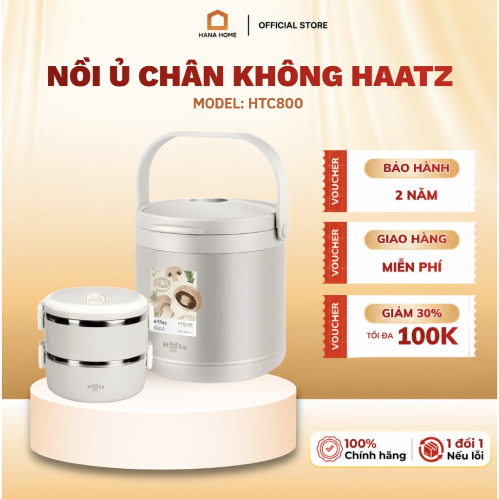 Bộ nồi hầm ủ chân không Haatz HTC800 6L inox 304 giữ nhiệt 6 giờ